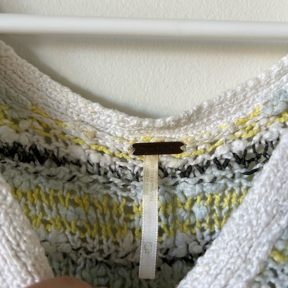 Free People White Blue & Yellow Songbird Marled Sweater - Picture 3 of 4